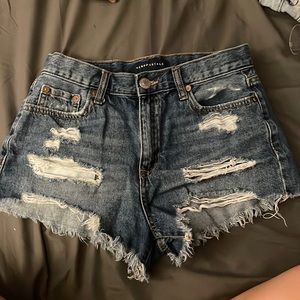 aeropostale “high rise shorty” jean shorts